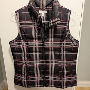 Charter Club Black and Pink Plaid Vest